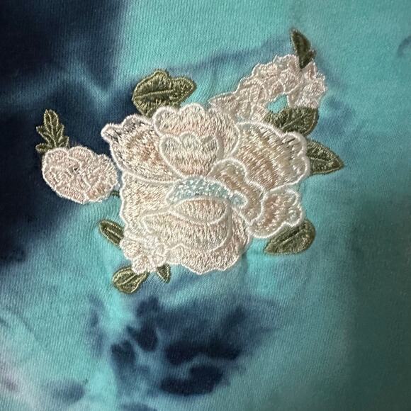 Blind Rooster Sweatshirt Mens SMALL Tie Dye Teal & Purple Crewneck Sakura Tree - Picture 3 of 12